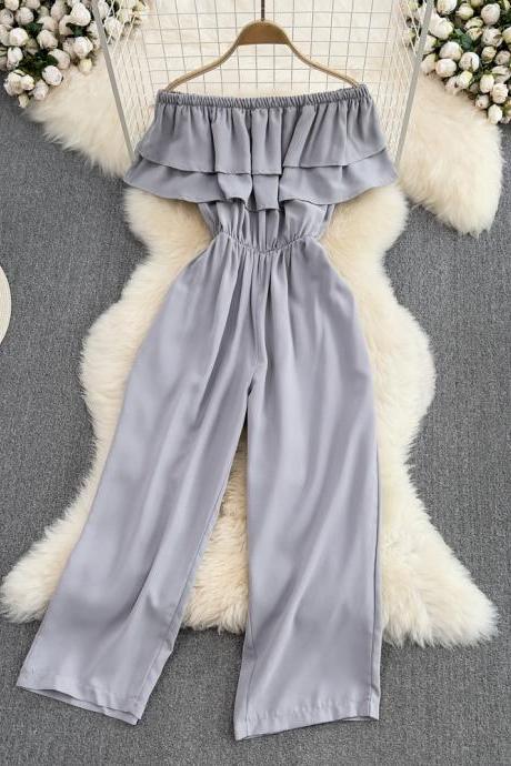 Women Casual Jumpsuits Fashion Wide Leg Long Romper Ladie One Piece Beach Holiday Jumpsuits