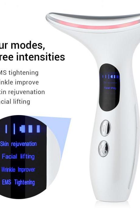 Neck Face Beauty Device 3 Colors Led Photon Therapy Skin Tighten Reduce Double Chin Anti Wrinkle Remove Skin Care Tools