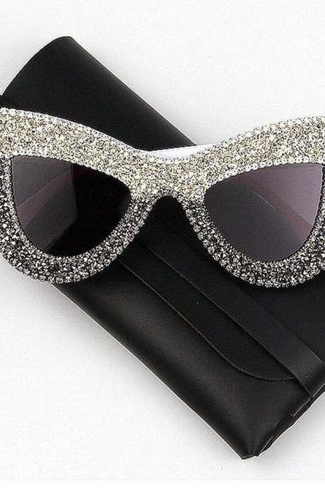 Sunglass Woman Luxury Rhinestone Cat Eye Oversized Sunglasses Luxury Brand Shades For Women Oculos