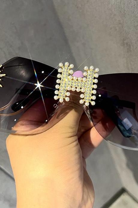 Retro Accessories One Piece Rimless Sunglasses Women Luxury Oversized Sun Glasses Ladies Fashion Eyewear Shades
