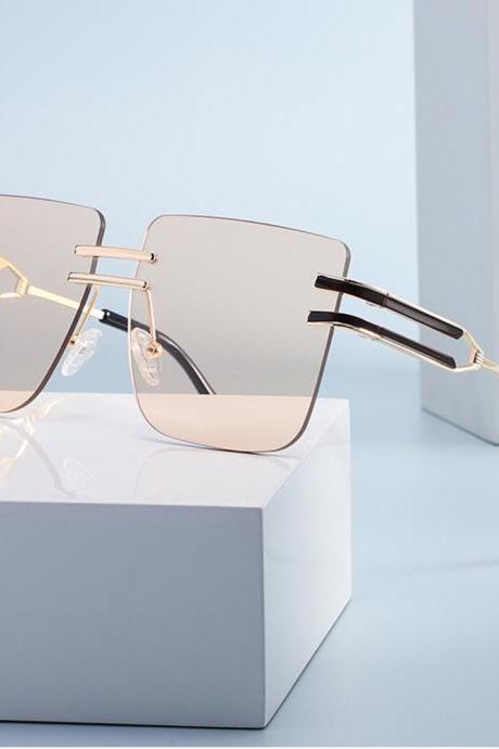 Big Frame Sunglasses Women&amp;#039;s Eyewear Uv Protection Square Oversized Rimless Sun Glasses Classic Vintage