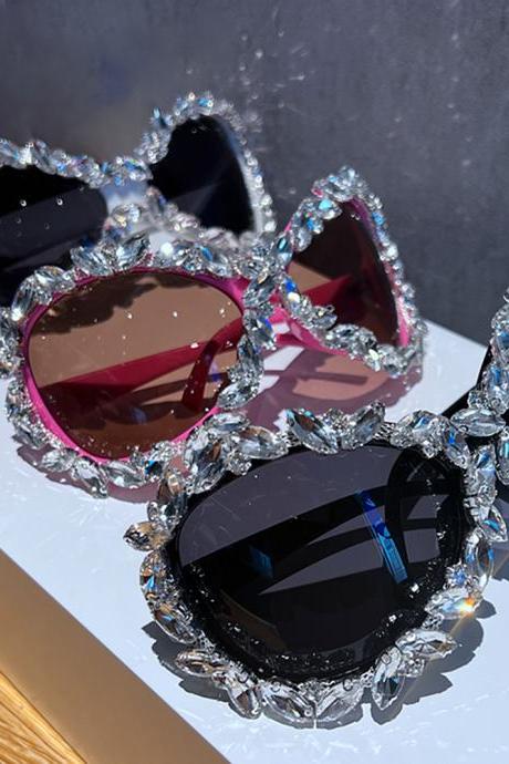Diamond Oversized Punk Sunglasses Women Goggle Sun Glasses For Men Luxury Brand Designer Eyewear
