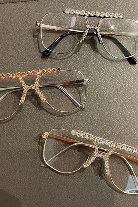 Oversized Cat Eye Women Sunglasses Gold Frame Rhinestone Sun Glasses Vintage Frame Glasses