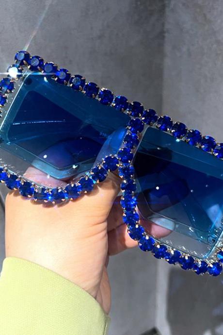 Diamond Sunglasses Women Fashion Big Frame Sun Glasses Female Diamond Gorgeous Eyewea