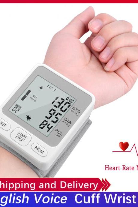 Portable Wrist Blood Pressure Monitor Voice Automatic Digital Sphygmomanometer Detects Heart Rate Arrhythmia Pulse Bp Monitor