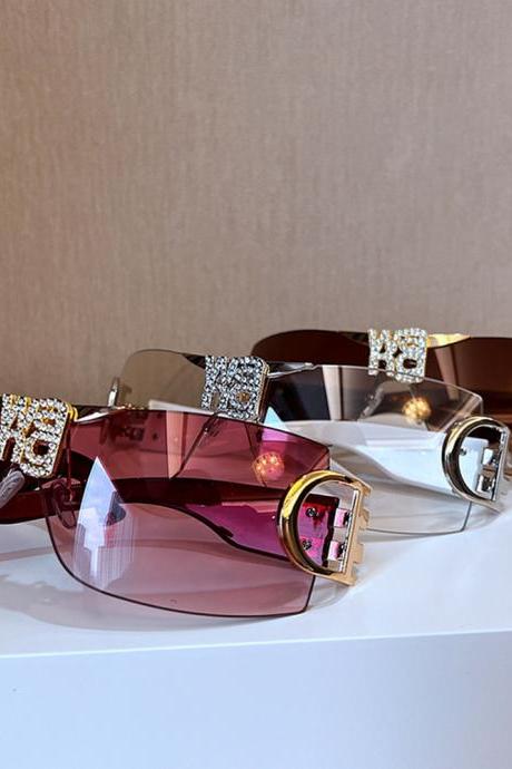 Sports Sunglasses Wang Letter One Piece Sun Glasses Goggle Fashion Shades