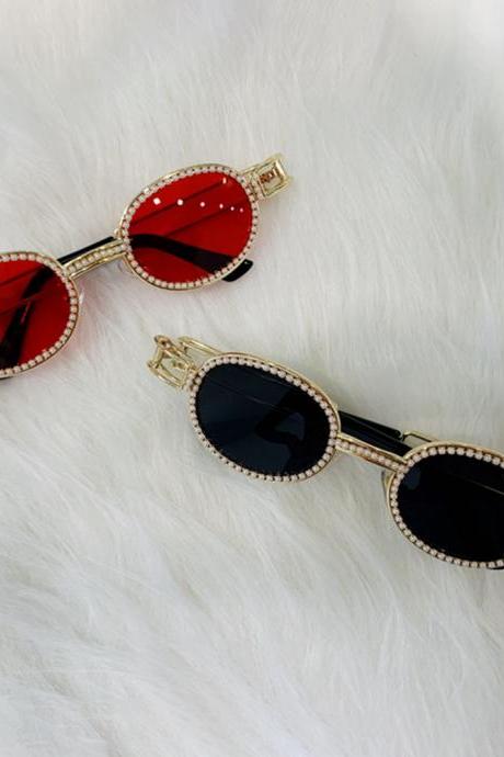 Blu-ray Protection Sunglasses Round Vintage Sun Glasses Pearl Sunglasses