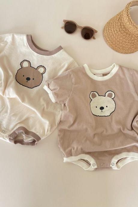 Korea 2023 Summer Newborn Baby Girl Boys Rabbit Casual T shirt Romper Bodysuits Jumpsuit Toddler Boy Clothing Cotton One-pieces