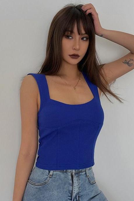 Casual Sleeveless Tight Top Solid Sexy Vest Tank Top
