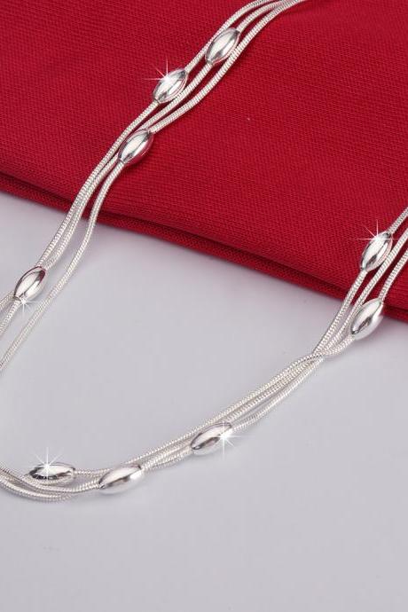Silver Charms Beads Necklace For Women Luxury Fashion Party Wedding Accessories Jewelry