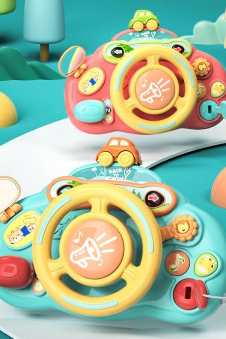 Cartoon Electric Simulate Driving Car Steering Wheel Baby Sounding Toys Kids Early Educational Stroller Driving Musical Toys