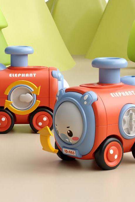 Inertia Toy Car Press Face Changing With Whistle Small Train Crash Resistant Cartoon Car Parent-child Interaction