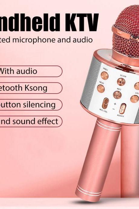Microphone For Kids Singing 5 In 1 Wireless Bluetooth Microphone With Led Lights Machine Portable Mic Speaker