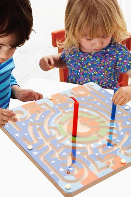 2 In 1 Magnetic Maze With Flying Chess Double-faced Labyrinth Maze Educational Interactive Toys