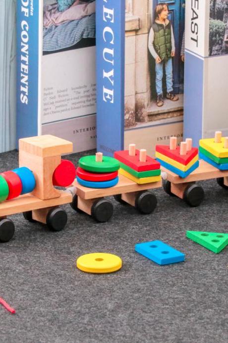 Wooden Train Toy For Toddlers,building Blocks For Boys Girls,montessori Sorting Stacking Toy,preschool Educational Toy For Kids