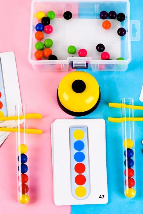 Clip Wooden Beads Test Tube Set Montessori Games Kids Fine Motor Training Toy Color Matching Early Educational Children Toy