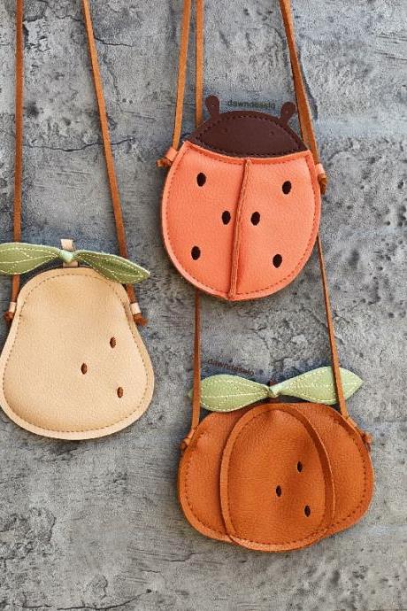 Cartoon Cute Kids Mini Bags For Toddler Girls Pumpkin / Pear / Ladybug Crossbody Bag Kawaii Baby Children&amp;#039;s Small Handbags
