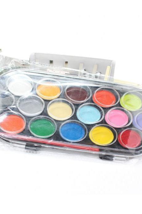 Gift Kids Handwork Paintbrush Paint Box 16 Colors Water Color Diy Art Tool Professional Solid Sketch Paint Brush Toy Portable