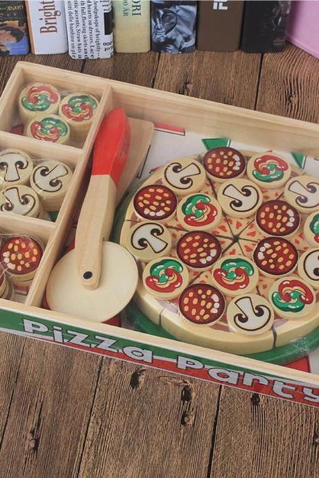 Wooden Pizza Toy Pizza Play Food Set Kids Pizza Set