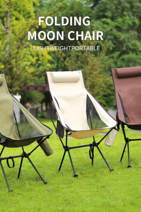 Folding Moon Chairs Outdoor Ultralight Aluminum Alloy Fishing Picnic Bbq Chairs Portable Beach Camping Fishing Leisure Chair