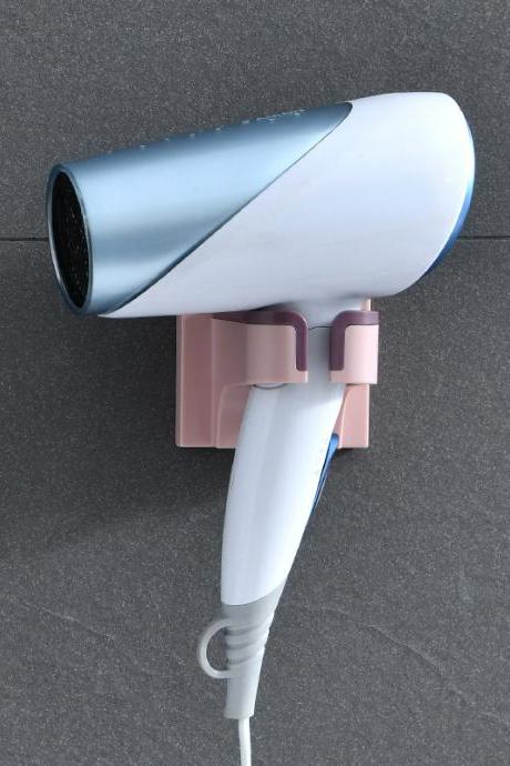 Wall-mounted Hair Dryer Holder Bathroom Hairdryer Hook Home Abs Storage Shelf Bathroom Organizer And Storage