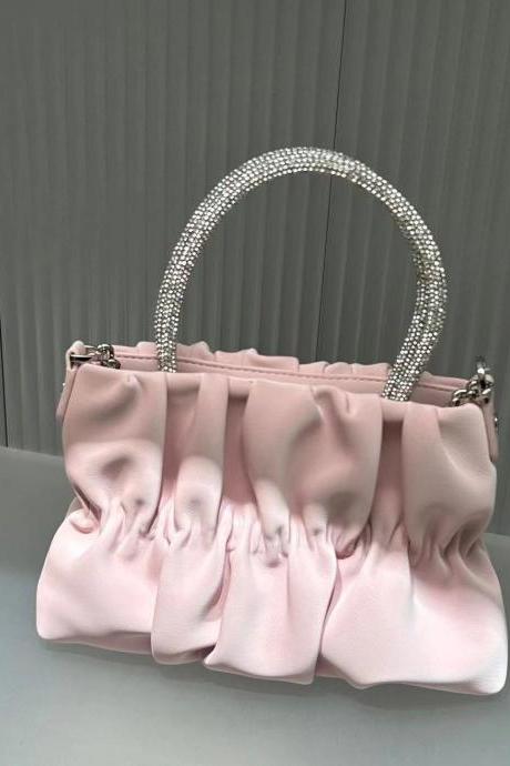 Fashion Women&amp;#039;s Bag Cloud Pleated Handlebags For Women Pu Bags Designer Luxury Shopping Shoulder Bags Pink Handbags For Women
