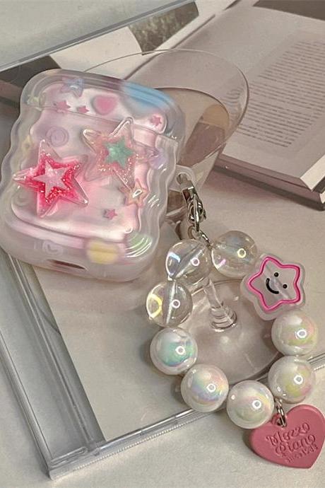 3d Pink Stars Jelly Sweet Girls Cover For Airpods 1 2 3 Pro 2 Earphone Soft Case For Air Pod Pro Case With Ornament Keyring Y2k