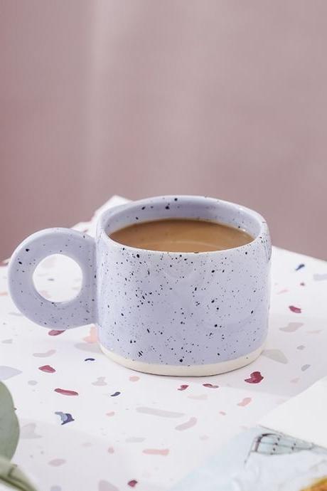 Hand-squeezed Nordic Ceramic Coffee Mug Coarse Pottery Coffee Cup With Splashing Ink Coffeeware Creative Household Water Cup Mug