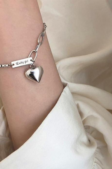 Fashionable Love Heart Bracelet Simple Letter Bracelet Retro Jewelry