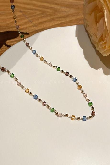 Colored Beaded Necklace For Women Neck Chains Choker Necklaces