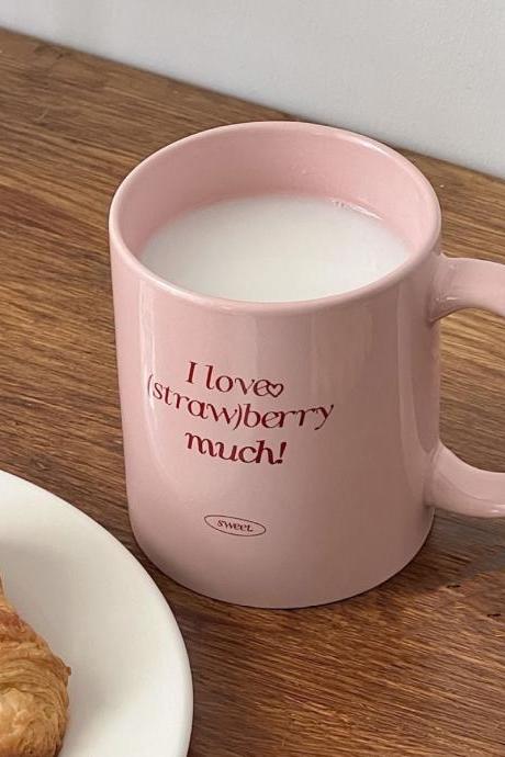 Korean-style Pink Romantic Ceramic Mug Simple Girl Heart Milk Cup Coffee Cup High-grade Sense Niche Water Cup