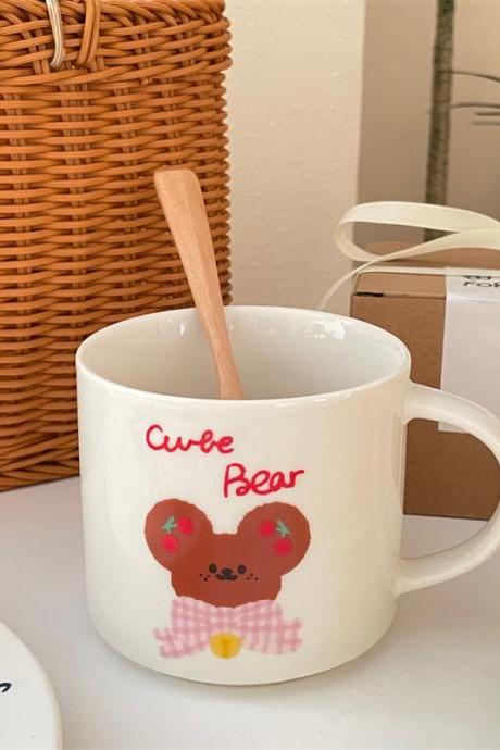 350ml Kawaii Bear Coffee Cup Korean Handmade Ceramic Mug Beer Tea Milk Water Creative Cup Original Breakfast Mug Birthday Gift
