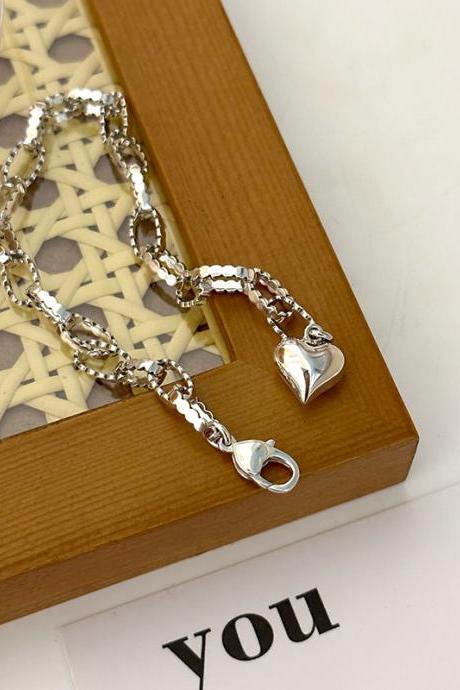 925 Sterling Silver Wave Loop By Loop Love Heart Bracelet For Women Splicing Korean Ins Jewelry Party Gift