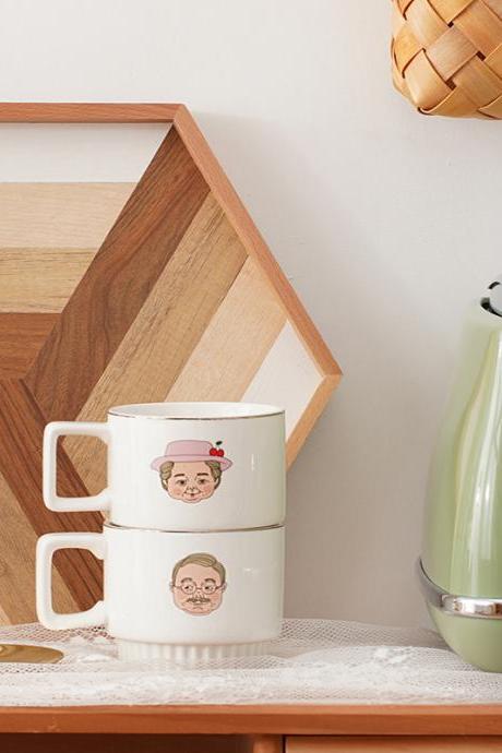 Grandma's Ceramic Coffee Cup, Korea Ins Mug, Creative Couple Cup, Wedding Gift Cup.