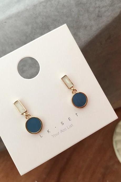 Korean Round Square Enamel Pendant Earring Temperament Simple Contrast Color Earrings Lovely Jewelry Wholesale Gift