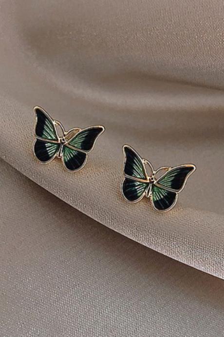 Cute Korean Earrings Butterfly Bling Zircon Stone Rose Gold Color Stud Earring For Women Fashion Jewelry 2023 Gift