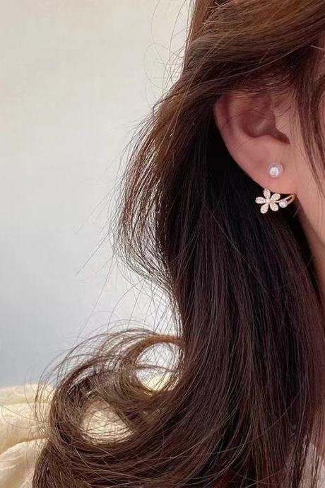 Flash Planet Zircon Ear Studs Women Korean Niche Exquisite Ear Accessories French Retro Simple Temperament Stud Earrings Jewelry