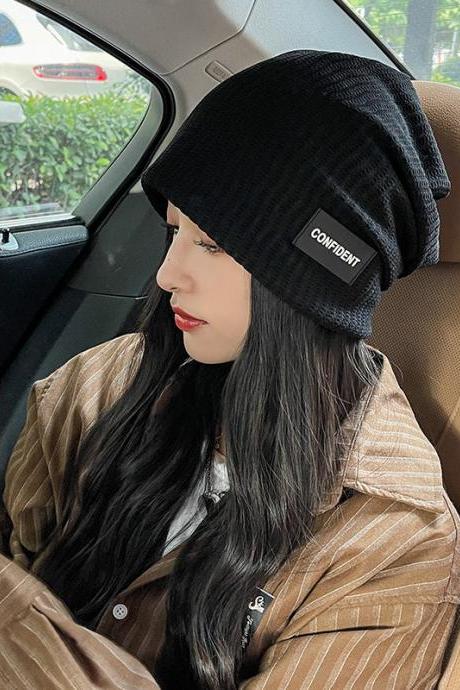 Hat Women Thin Summer And Autumn Sleeping Cap Head Cover Windproof Pile Hat Letter Casual Hat