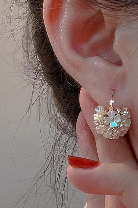 Korean Fashion Shell Flower Ball Earrings For Women Temperament Versatile Dangle Earring Female Wedding Party Jewelry Gift