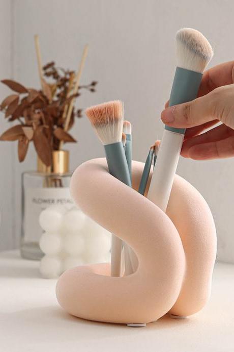 Knot Toothbrush Holder Luxury Korean Style Suede Ceramic Makeup Brush Holder Storage Rack Nordic Home Decoration Bathroom Decor