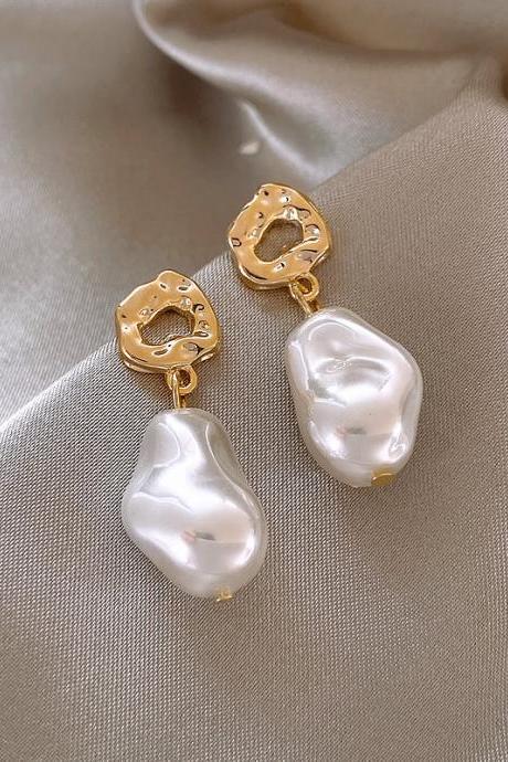 Korea Elegant Irregular Pearl Dangle Earrings For Women Fashion Simple Water Drop Jewelry Party Gifts
