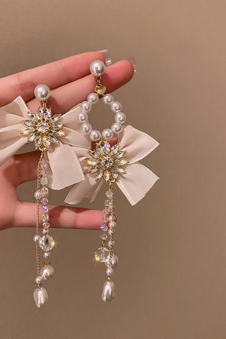 Fashion Earrings Crystal Trendy Water Drop Women Dangle Earrings Long Tassle Korean Female Jewelry
