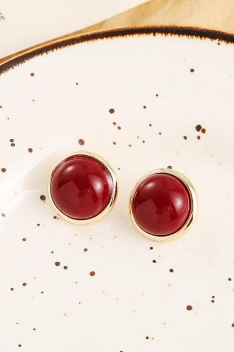 Ins Exaggerated 20mm White Round Pearl Imitation Earrings Red Personalized Earrings Women&amp;#039;s Korean Earrings Jewelry Gift