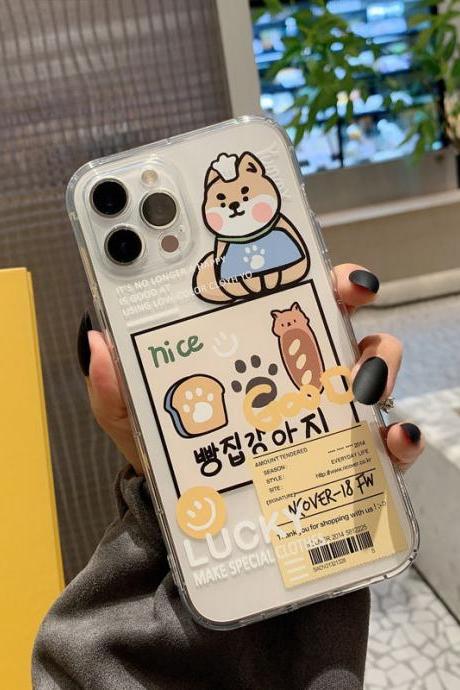 Cute Clear Cartoon Label Cat Korean Phone Case For Iphone 14 13 12 11 Pro Max Xr X Xs Max 7 8 Puls Se Cases Soft Silicone Cover