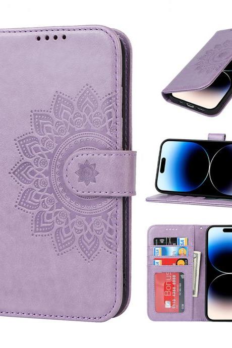 Suitable For Iphone Mobile Phone Leather Case Crazy Horse Pattern Embossed Card Wallet Protective Cover