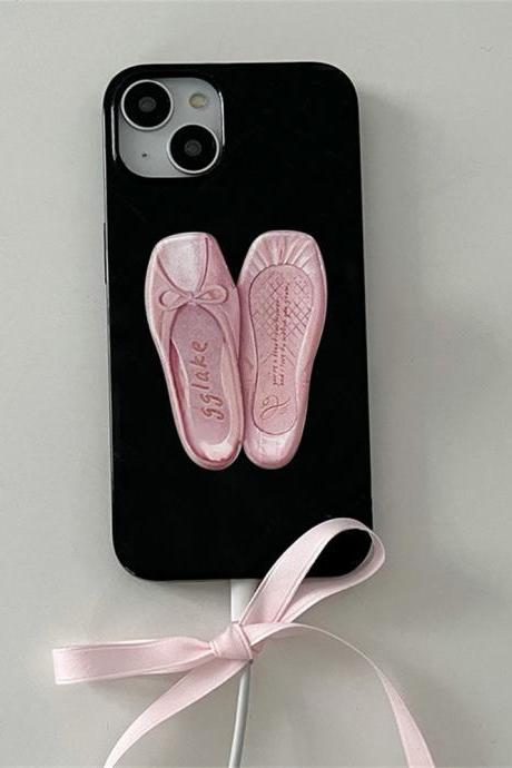 Ins Korean Cute Pink Ballet Shoce Phone Case For Iphone 14 13 12 11 Pro Max Mini X Xs Xr 7 8 Plus Se2 3 Shockproof Soft Cover