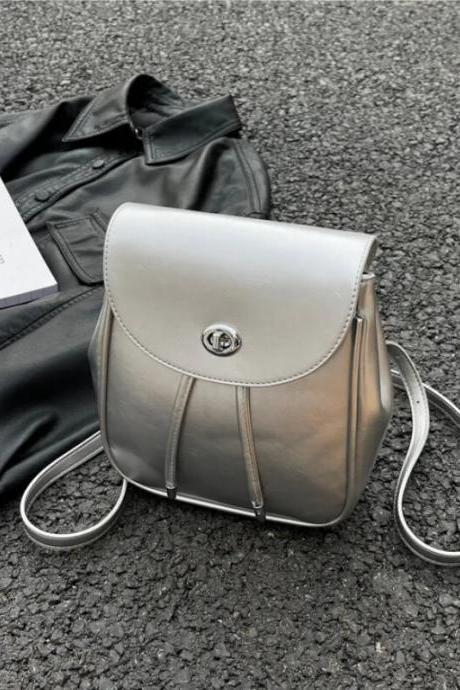 Silver Backpacks for Women Trend Designer Leather Backpack Summer Fashion Korean Style All-match Female Shoulder Bag