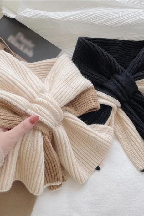 Korean Style Warm Winter Knitted Scarf For Women Fashion Thick Woolen Yarn Neckerchief Muffler Lady Shawl Neck Wraps