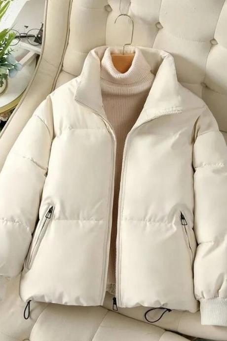 Winter Short Parka Women Korean Style Stand Collar Loose Warm Jacket Ladies Fashion Thicken Down Bread Service Woman