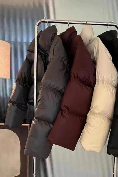 Black Parkas Crop Puffy Coats Women Fashion Korean Winter Slim Thick Warm Simple Shorts Coats Streetwear All Match Chic Jacket